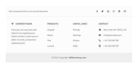 MDB 5 - Bootstrap 5 & Material Design Footer Component