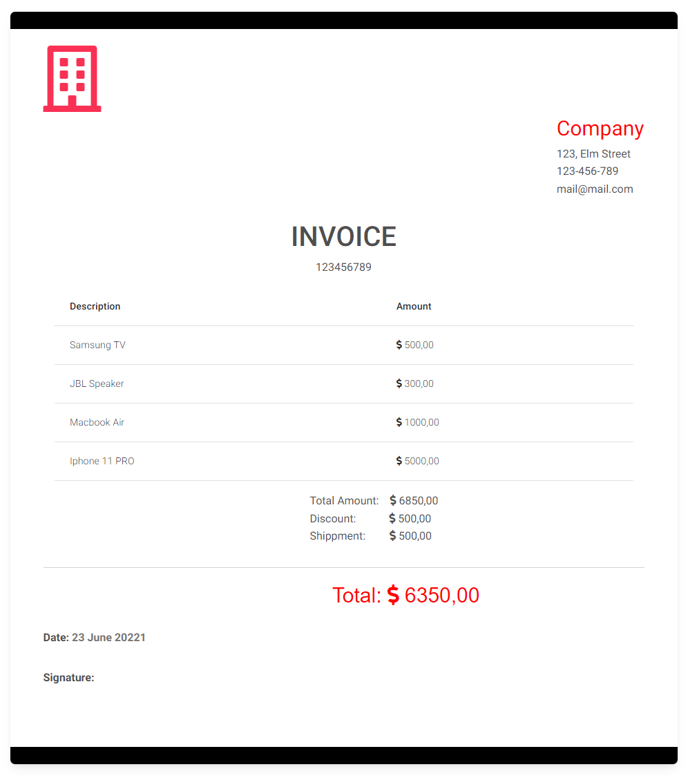 Bootstrap 5 Invoice