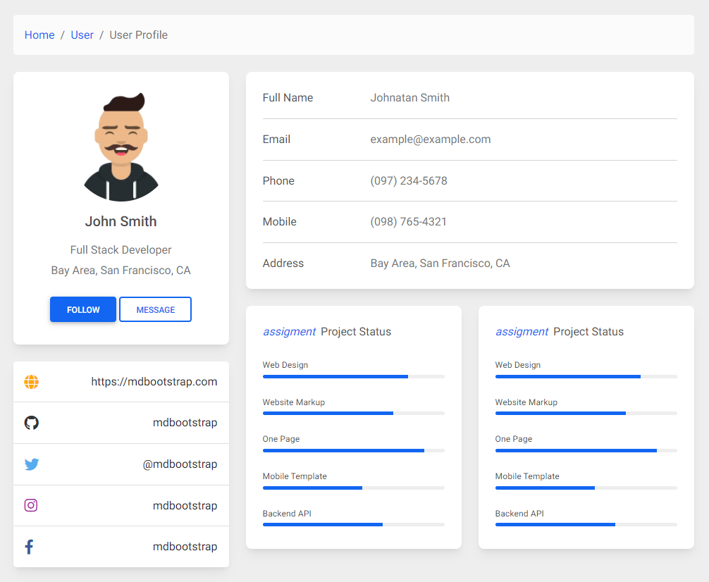 Bootstrap 5 Profiles