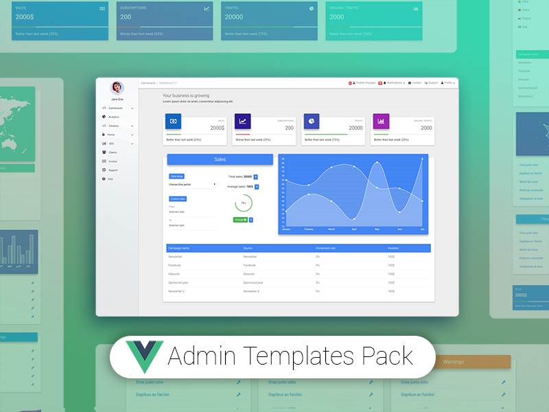  Vue Admin Bootstrap Pro - Premium Vue.js Templates Pack