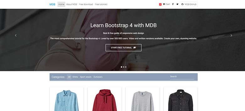Bootstrap Shopping Cart Template Free Download from mdbootstrap.com