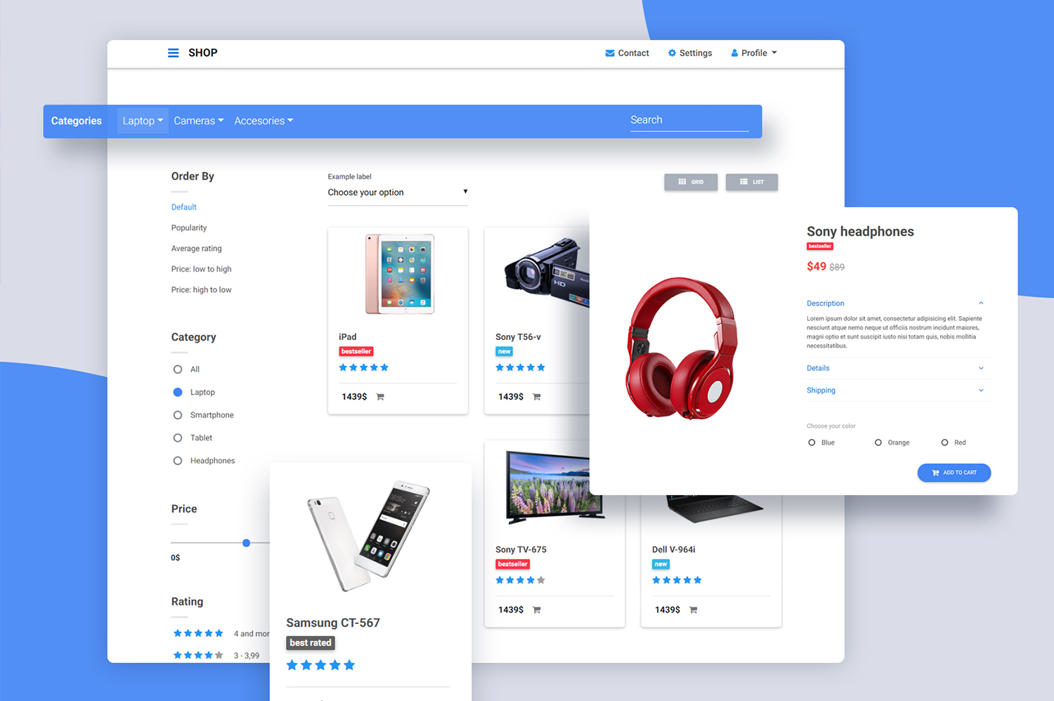 MDB Ecommerce Template Pro (jQuery version) Material Design for Bootstrap