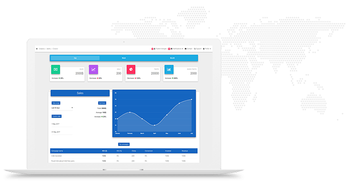 MDB Admin Dashboard displayed on iPad