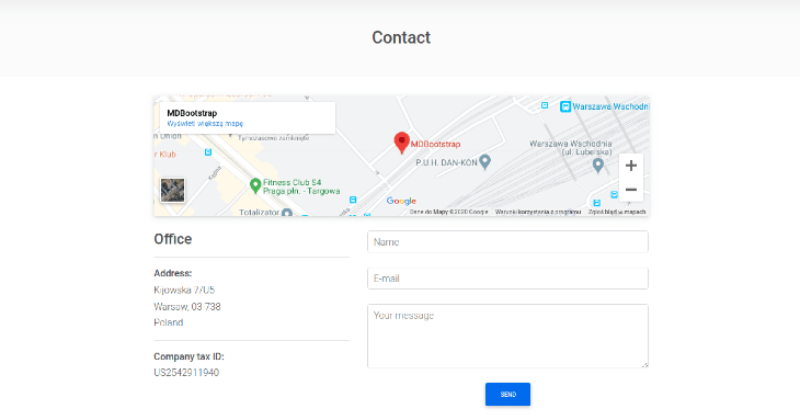 Example eCommerce Contact Page