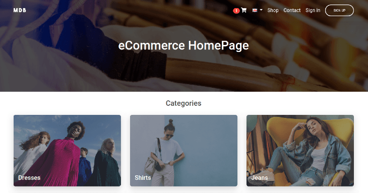 Example eCommerce Homepage