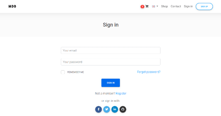 Example eCommerce Login Page