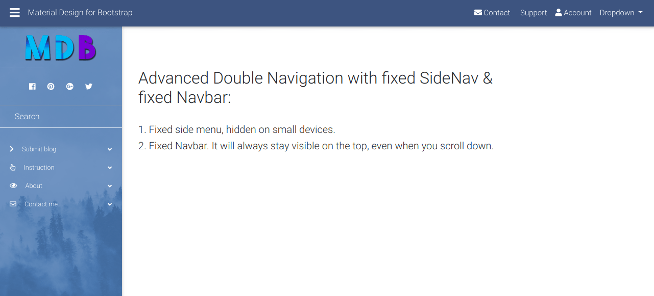 Website with a regular fixed Navbar.