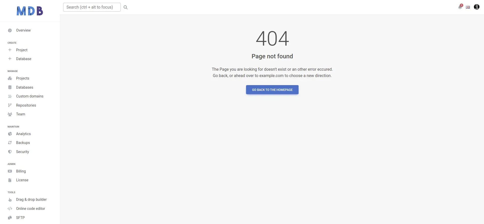 Bootstrap 5 404 page