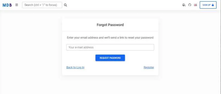 Bootstrap 5 & React Forgot password page
