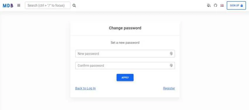 Bootstrap 5 & React Change password page