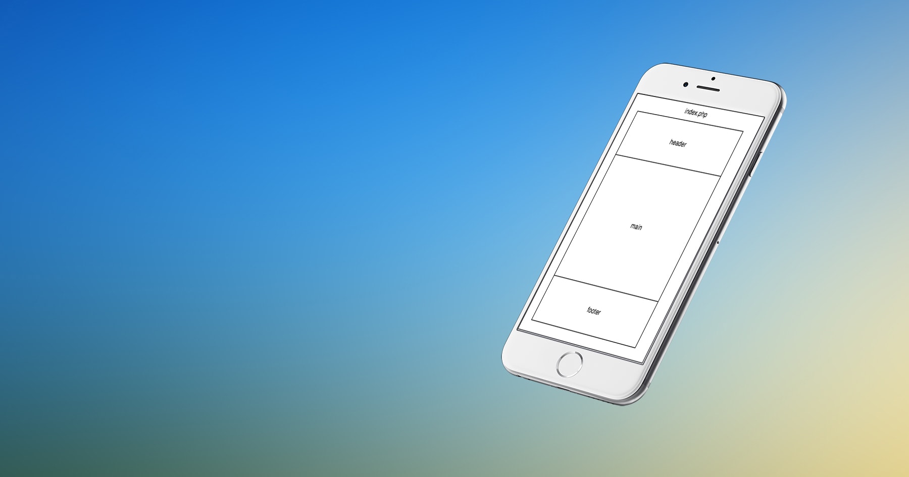 Website with three separate sections displayed on iPhone