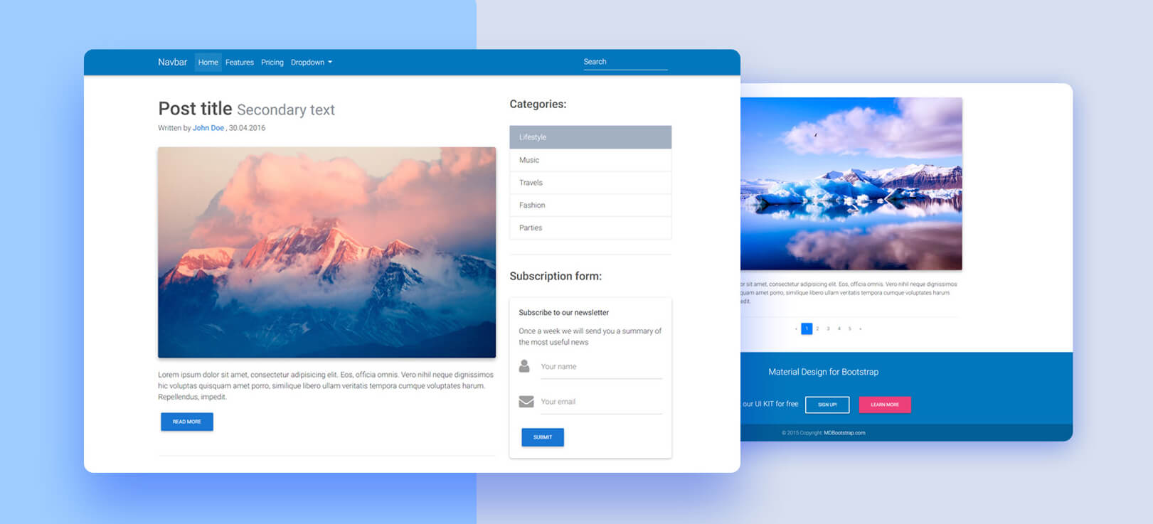 GitHub - mdbootstrap/Blog-Template-Bootstrap: Blog Template - Bootstrap 4 & Material Design. ATTENTION! New templates for the latest Bootstrap 5 are now also available. Access new free templates via the link below.