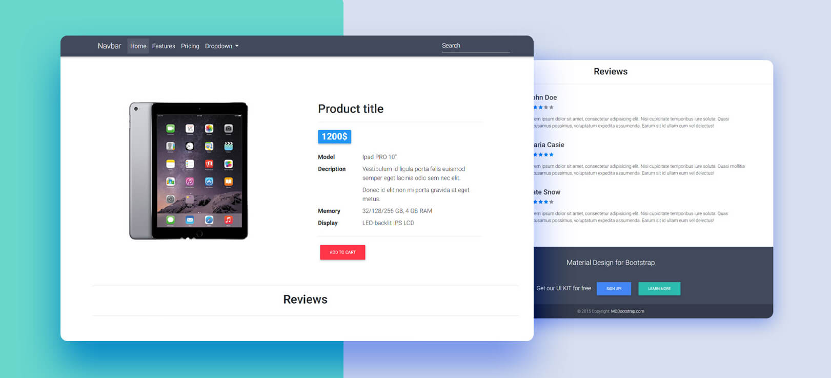 Free Bootstrap 4 Templates stunning responsive Material Design